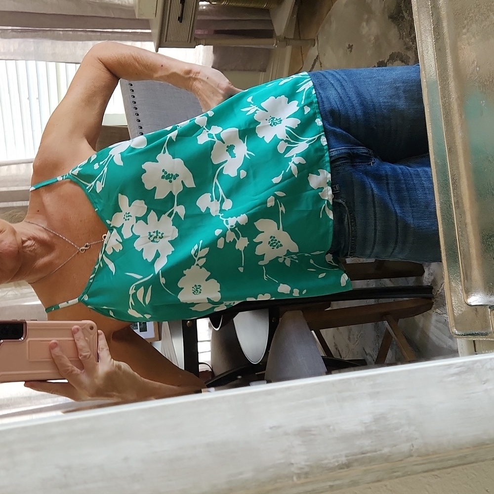 J. Crew Teal Floral Silk Camisole